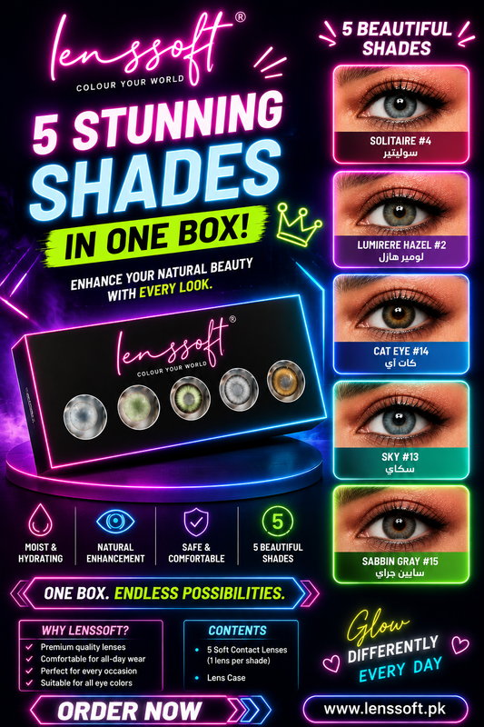 PACK OF 5 STUNNING SHADES ♥️ (Solitaire+ Sky +Cateye+Lumrere Hazel+SabrinGrey) 🔥BUY 2 GET 3 FREE🔥