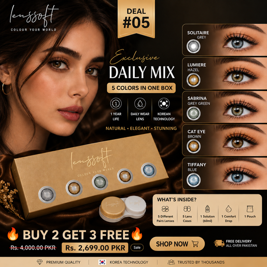 Deal#05 (Solitaire+Lumrere Hazel+Cateye+SabrinGrey+Tiffany Blue) 🔥BUY 2 GET 3 FREE🔥